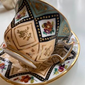 Antique French hand painted cup and saucer